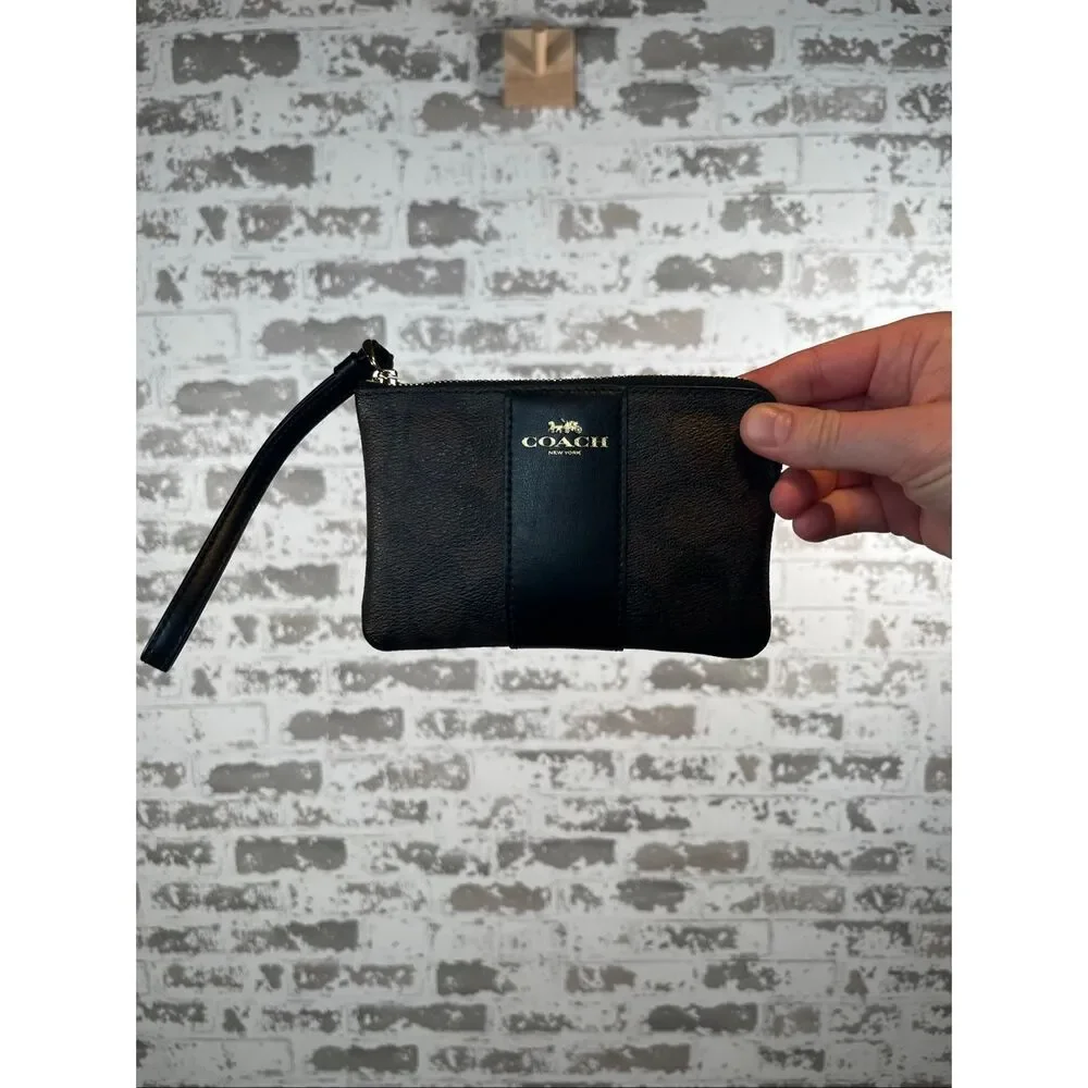 Coach | leather wristlet with strap